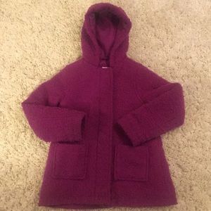 Magenta nubby hooded coat